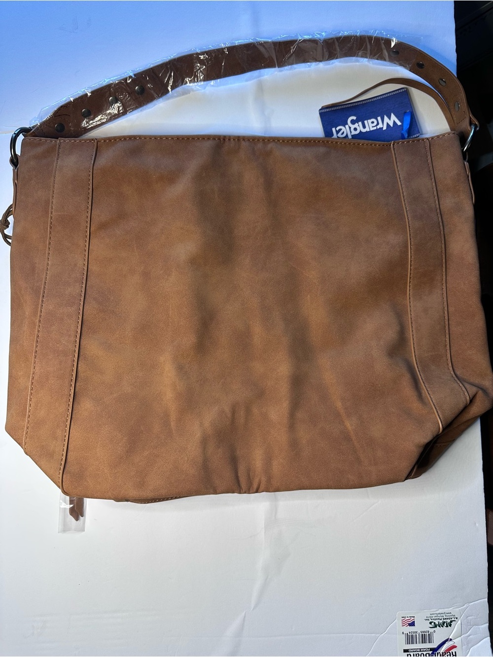 Wrangler Brown Leather-Style Hobo Bag with Dual Zips - Picture 3 of 6